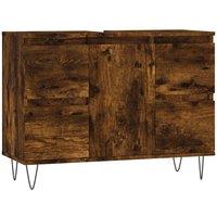 Berkfield Home Bathroom Cabinet Smoked Oak 80x33x60 cm Engineered Wood in Brown | Size: 80 x 33 x 60 cm