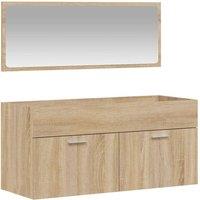 Berkfield Home Bathroom Cabinet with Mirror Sonoma Oak Engineered Wood in Light Brown