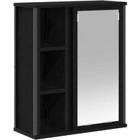 Berkfield Home Bathroom Wall Cabinet with Mirror Black Oak 50x21x60 cm | Size: 50 x 21 x 60 cm