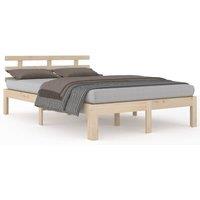 Berkfield Home Bed Frame Solid Wood 135x190 cm Double in Light Tan