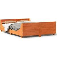 Berkfield Home Bed Frame Frame Wax Brown 120x190 cm Small Double Solid Wood Pine