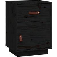 Berkfield Home Bedside Cabinet Black 40x34x55 cm Solid Wood Pine | Size: 40 x 34 x 55 cm