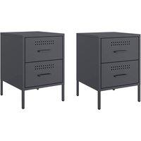 Berkfield Home Bedside Cabinets 2 pcs Anthracite 36x39x50.5 cm Steel in Charcoal