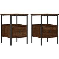 Berkfield Home Bedside Cabinets 2 pcs Brown Oak 34x36x50 cm Engineered Wood | Size: 34 x 36 x 50 cm