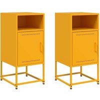 Berkfield Home Bedside Cabinets 2 pcs Mustard Yellow 36x39x78 cm Steel | Size: 36 x 39 x 78 cm