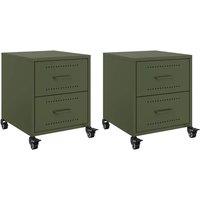 Berkfield Home Bedside Cabinets 2 pcs Olive Green 36x39x43.5 cm Steel