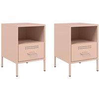 Berkfield Home Bedside Cabinets 2 pcs Pink 36x39x50.5 cm Steel