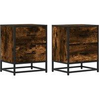 Berkfield Home Bedside Cabinets 2 pcs Smoked Oak 40x31x50 cm Engineered Wood in Brown | Size: 40 x 31 x 50 cm