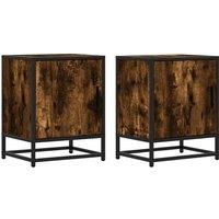 Berkfield Home End Tables with Drawer with Storage with Door Brown 40 x 32 x 46