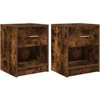 Berkfield Home Bedside Cabinets 2 pcs with Drawer Smoked Oak 40x34x50 cm in Dark Brown | Size: 40 x 34 x 50 cm