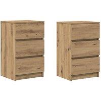 Berkfield Home Bedside Cabinets with 3 Drawers 2 pcs Artisan Oak 39x35x65 cm in Brown | Size: 39 x 35 x 65 cm