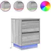 Berkfield Home Bedside Cabinets with LED Lights 2 pcs Grey Sonoma 38x34x50 cm | Size: 38 x 34 x 50 cm