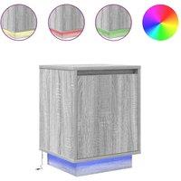 Berkfield Home Bedside Cabinets with LED Lights 2 pcs Grey Sonoma 38x34x50 cm | Size: 38 x 34 x 50 cm