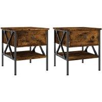 Berkfield Home Bedside Tables 2 pcs Smoked Oak 40x42x45 cm Engineered Wood in Brown | Size: 40 x 42 x 45 cm