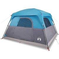 Berkfield Home Camping Tent Cabin 4-Person Blue Waterproof