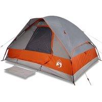 Berkfield Home Camping Tent Dome 2-Person Grey & Orange Waterproof