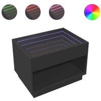 Berkfield Home Coffee Table with Infinity LED Black 70x50x50 cm | Size: 70 x 50 x 50 cm