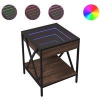 Berkfield Home Coffee Table with Infinity LED Brown Oak 40x40x49 cm | Size: 40 x 40 x 49 cm
