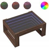 Berkfield Home Coffee Table with Infinity LED Brown Oak 70x53x30 cm | Size: 70 x 53 x 30 cm