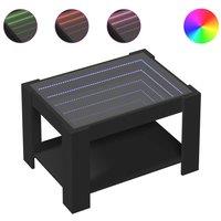Berkfield Home Coffee Table with LED Black 73x53x45 cm Engineered Wood | Size: 73 x 53 x 45 cm