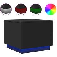 Berkfield Home Coffee Table with LED Lights Black 50x50x40 cm | Size: 50 x 50 x 40 cm