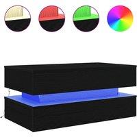Berkfield Home Coffee Table with LED Lights Black Oak 90x50x40 cm | Size: 90 x 50 x 40 cm