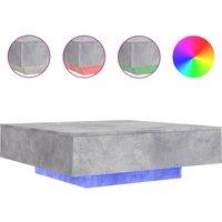 Berkfield Home Coffee Table with LED Lights Concrete Grey 100x100x31 cm | Size: 100 x 100 x 31 cm