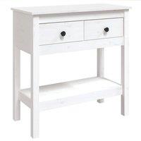 Berkfield Home Console Table White 75x35x75 cm Solid Wood Pine | Size: 75 x 35 x 75 cm
