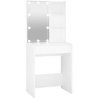 Berkfield Home Dressing Table with LED White 60x40x140 cm | Size: 60 x 40 x 140 cm
