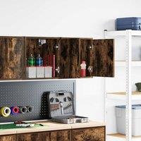 Berkfield Home Garage Wall Cabinets 2 pcs Smoked Oak Engineered Wood in Brown