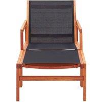 Berkfield Home Garden Chair with Footrest Solid Eucalyptus Wood & Textilene in Black