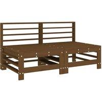 Berkfield Home Garden Middle Sofas 2 pcs Honey Brown Solid Wood Pine