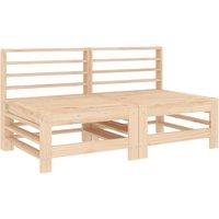 Berkfield Home Garden Middle Sofas 2 pcs Solid Wood Pine in Natural