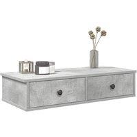Berkfield Home Wall Shelf with Drawers Concrete Grey 80x31x17 cm Engineered Wood | Size: 80 x 31 x 17 cm