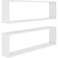 Berkfield Home Wall Cube Shelf 2 pcs White 100x15x30 cm Engineered Wood | Size: 100 x 15 x 30 cm