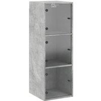 Berkfield Home Wall Cabinet with Glass Doors Concrete Grey 35x37x100 cm | Size: 35 x 37 x 100 cm