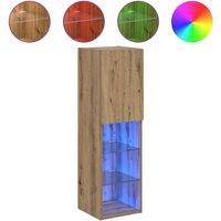 Berkfield Home TV Cabinets with LED Lights 2 pcs Artisian Oak 30.5x30x102 cm in Brown