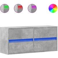 Berkfield Home TV Wall Cabinet with LED Lights Concrete Grey 100x31x45 cm | Size: 100 x 31 x 45 cm