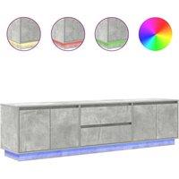Berkfield Home TV Cabinet with LED Lights Concrete Grey 193.5x41x50 cm