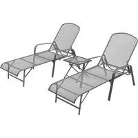 Berkfield Home Sun Loungers 2 pcs with Table Steel Anthracite in Dark Grey