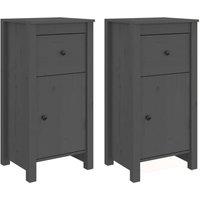 Berkfield Home Sideboards 2 pcs Grey 40x35x80 cm Solid Wood Pine | Size: 40 x 35 x 80 cm