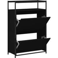 Berkfield Home Shoe Cabinet Black 75x34x112 cm Engineered Wood | Size: 75 x 34 x 112 cm