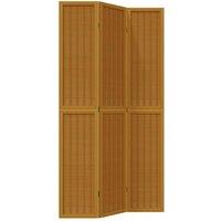 Berkfield Home Room Divider 3 Panels Brown Solid Wood Paulownia