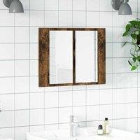 Berkfield Home LED Mirror Cabinet Smoked Oak 60x12x45 cm Engineered Wood in Brown | Size: 60 x 12 x 45 cm
