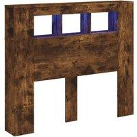Berkfield Home LED Headboard Smoked Oak 120x18.5x103.5 cm Engineered Wood in Brown