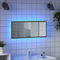 Berkfield Home LED Bathroom Mirror Artisan Oak 100x8.5x37 cm Engineered Wood in Brown