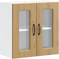 Berkfield Home Kitchen Wall Cabinet with Glass Door Lucca High Gloss White Wood in Brown