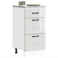 Berkfield Home Kitchen Base Cabinet Lucca High Gloss White Engineered Wood