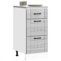 Berkfield Home Kitchen Base Cabinet Lucca Grey Sonoma Engineered Wood