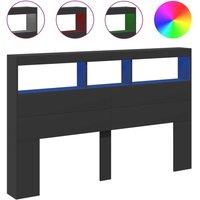 Berkfield Home Headboard Cabinet with LED Black 160x17x102 cm | Size: 160 x 17 x 102 cm